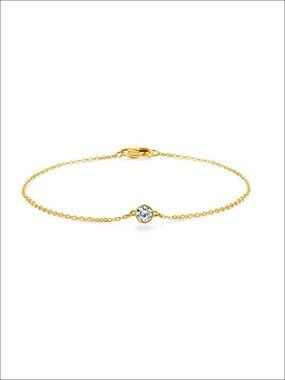 14k Solid Gold Diamond Solitaire Station Bracelet Lobster Clasp
